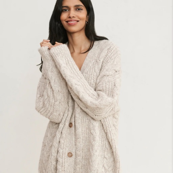 Jenni Kayne Cable Cocoon Cardigan (size S, oatmeal)